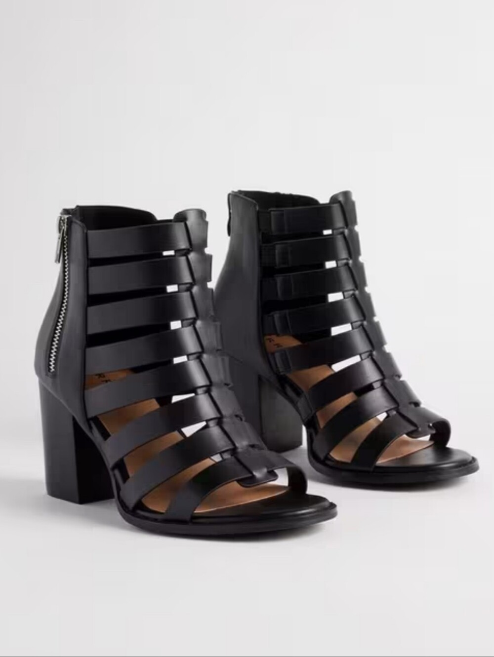 Torrid Black Caged Block Heel Side Zip Extra Wide 10WW Heels